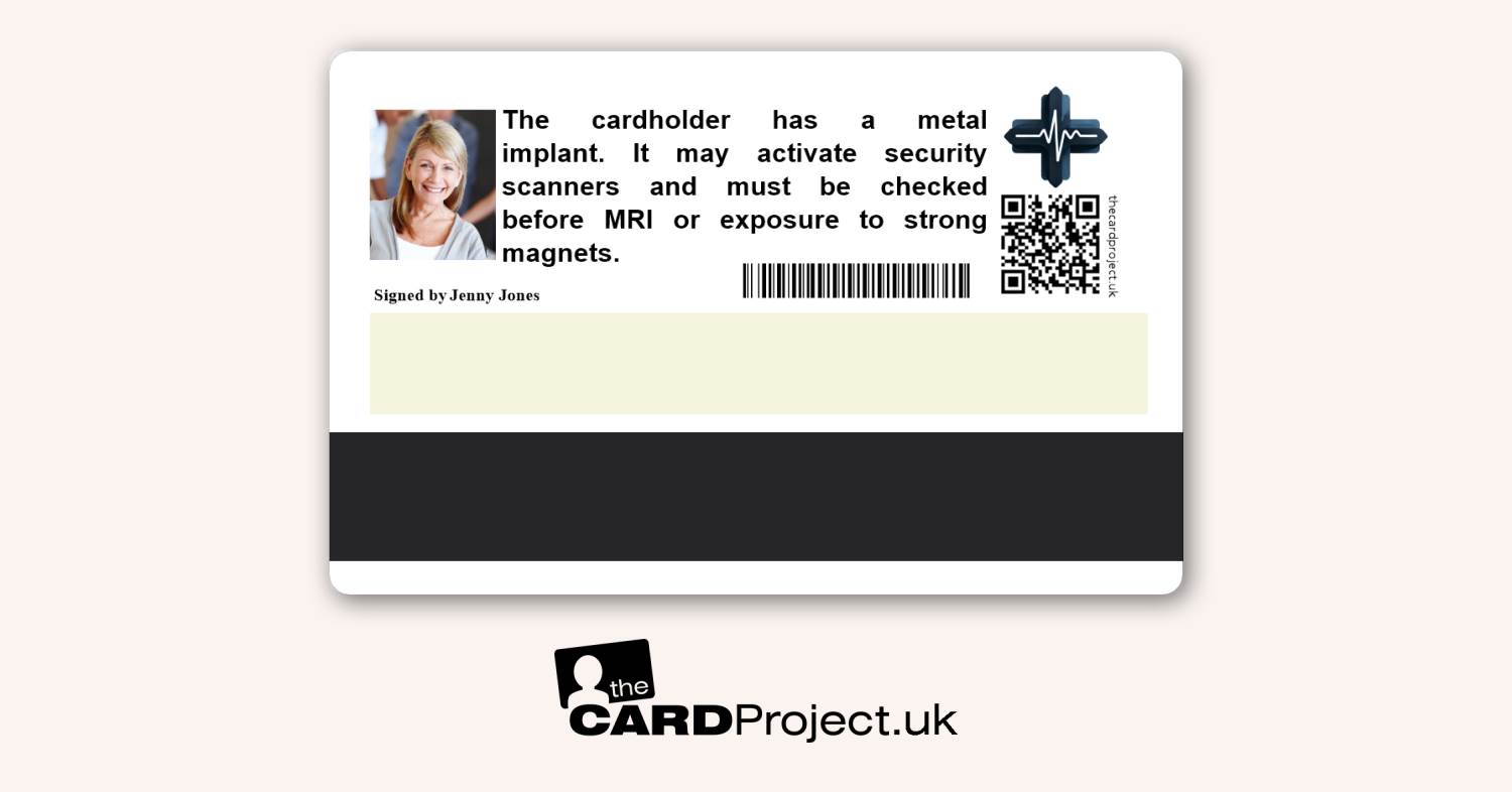 Metal Implant Information Card (REAR)